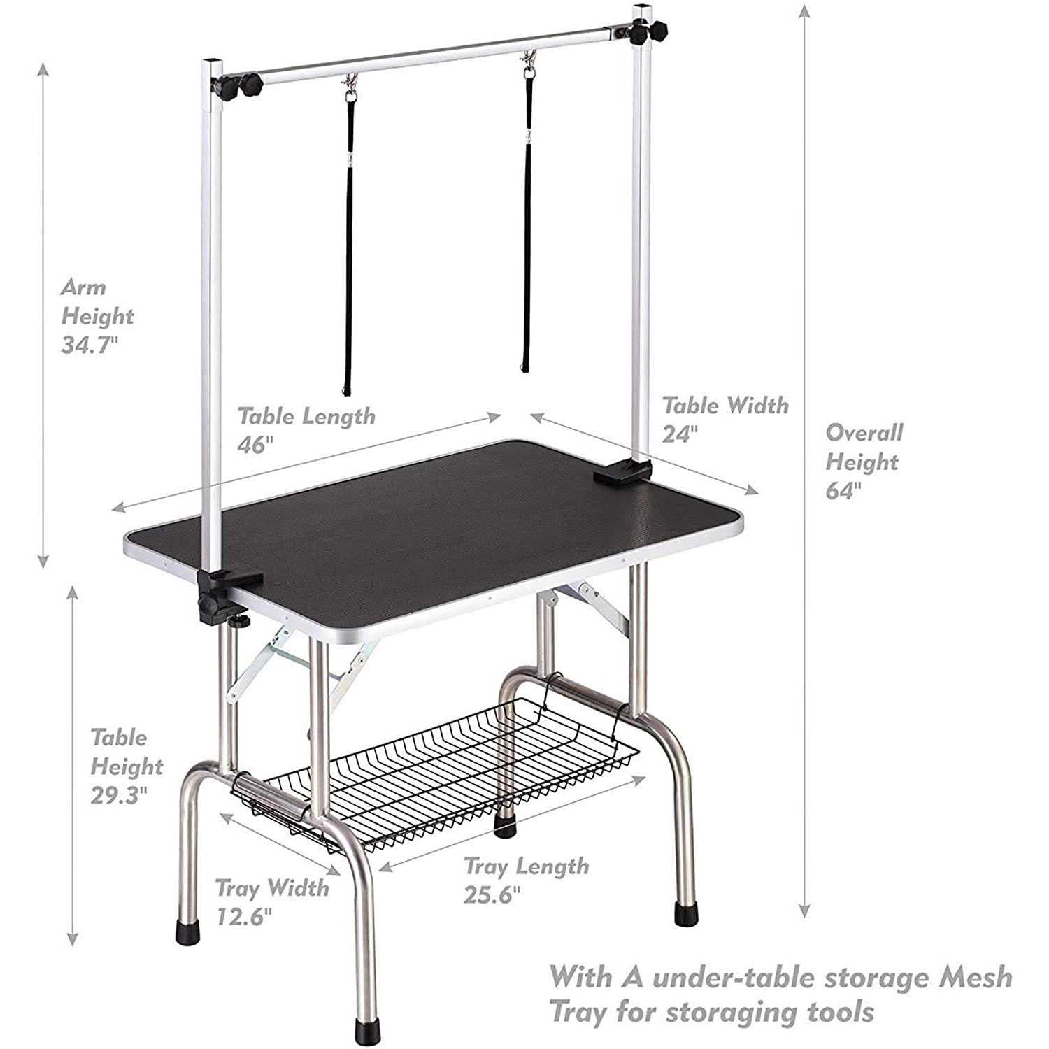 TRODEP Pet Grooming Table for Large Dogs Professional Heavy Duty Adjustable Dog Grooming Table with Arm & Noose & Mesh Tray