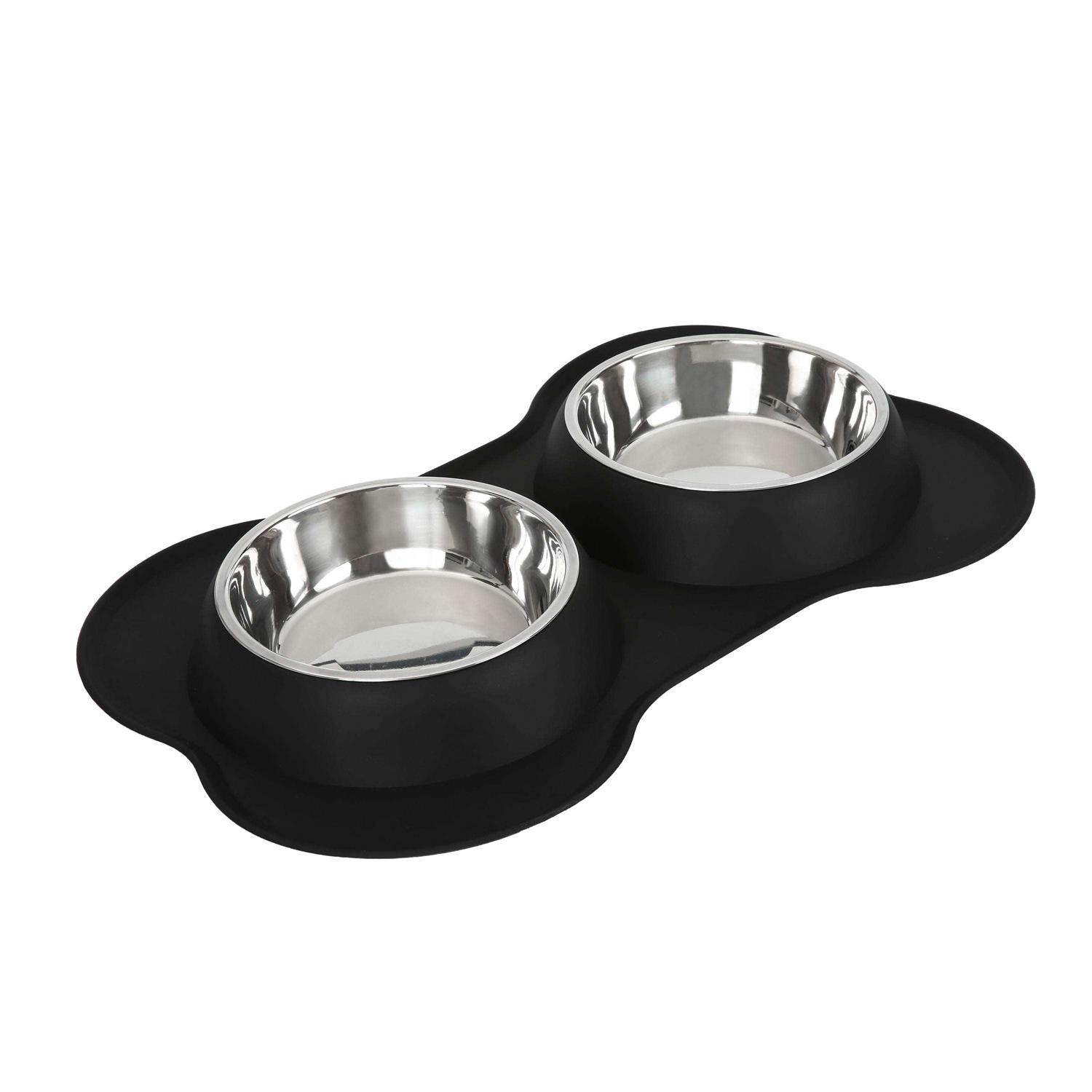 Vibrant Life Double Dog Bowls with Bone Shaped Mat Diner Set