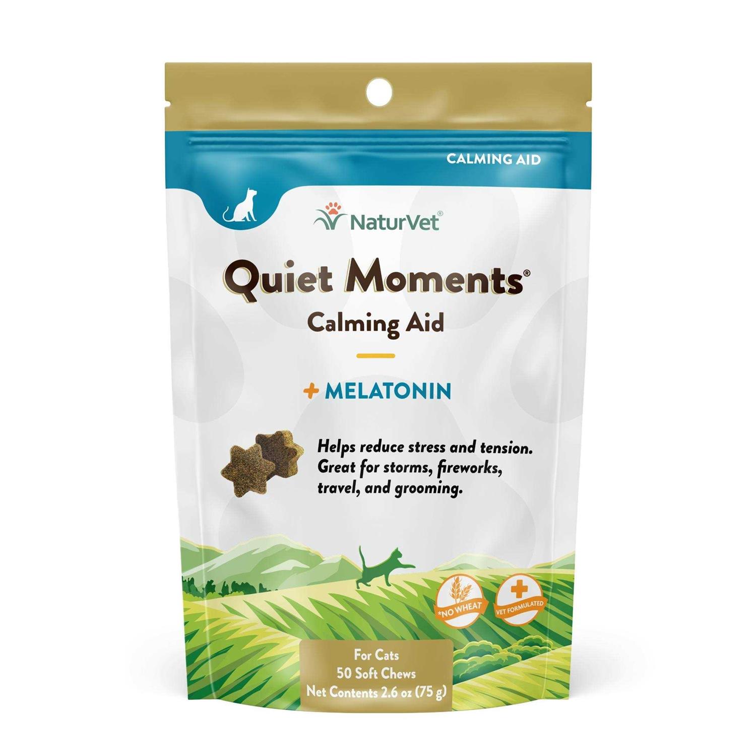 NaturVet Quiet Moments Calming Aid Plus Melatonin Cat Soft Chews