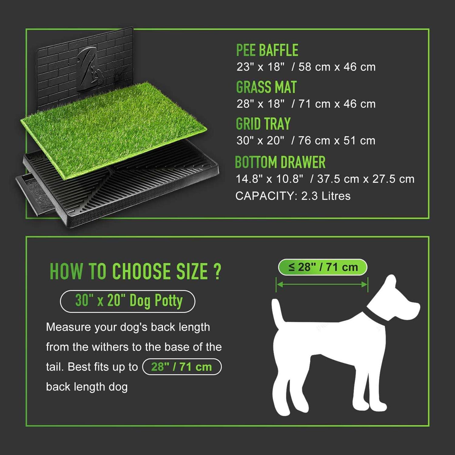 Hompet Dog Potty with Tray Large 30”x20”, Artificial Grass Patch for Indoor and Outdoor Use