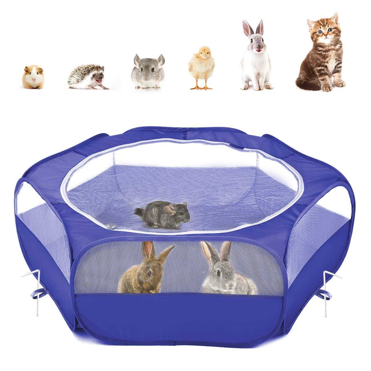 Pawaboo Small Animals Playpen Waterproof Small Pet Cage Tent with Zippered Cover