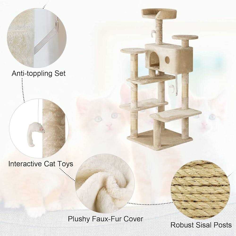 Bestpet 54in Cat Tree Tower with Cat Scratching Posts Stand House Cat Condo with Funny Toys