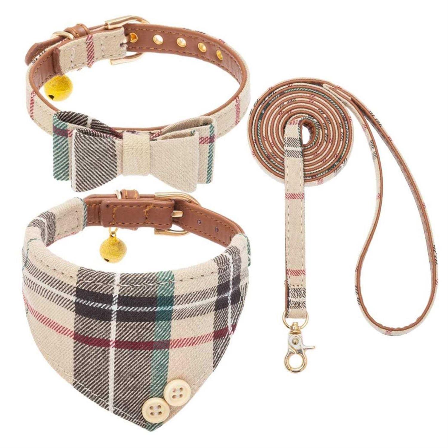 Bow Tie Dog Collar and Leash Set for Small Dogs Puppy Leash Collars Classic