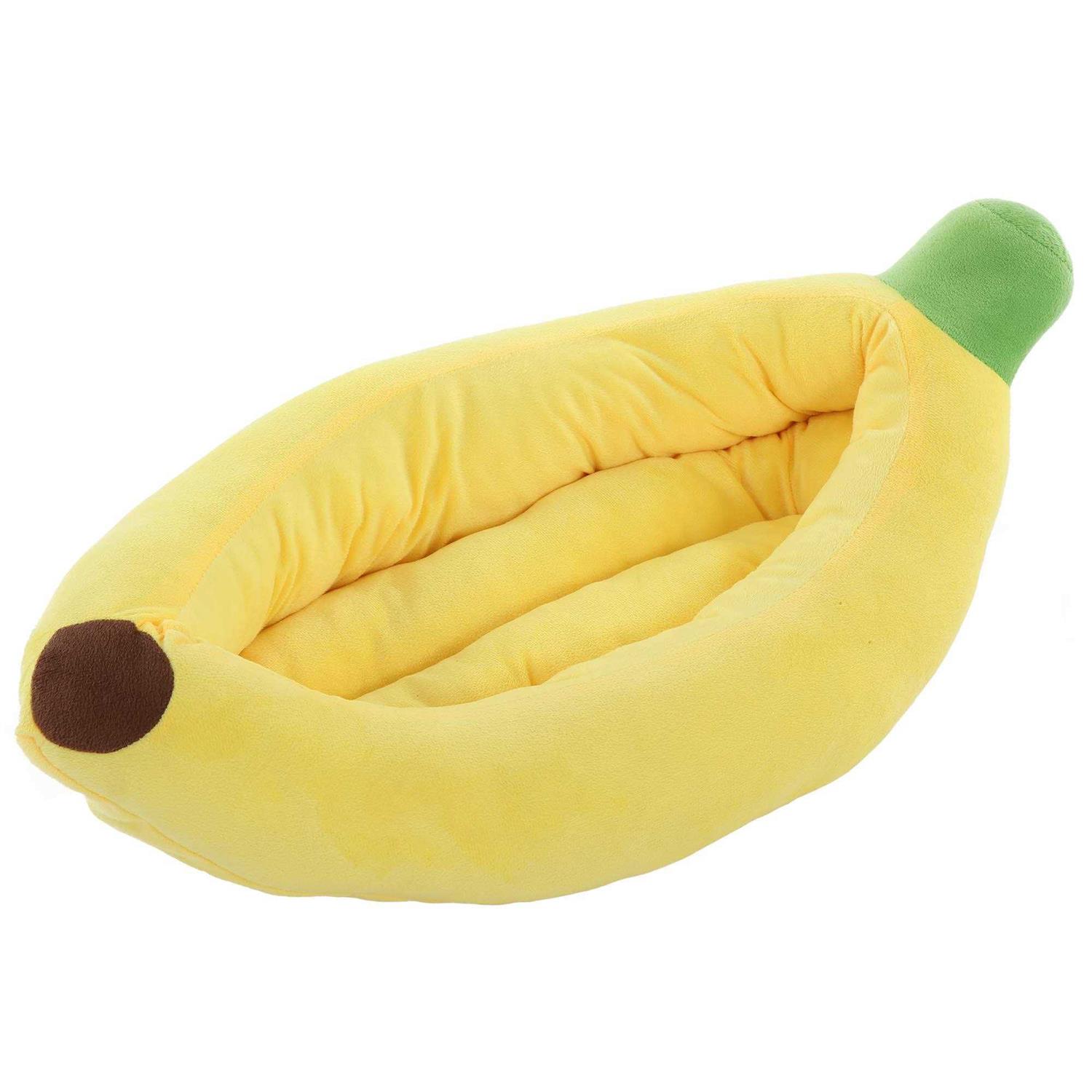 Silicute Dog Bed Cat Bed Pet Bed Comfortable and Washable in Banana Shape and Color w/Removable Cushion