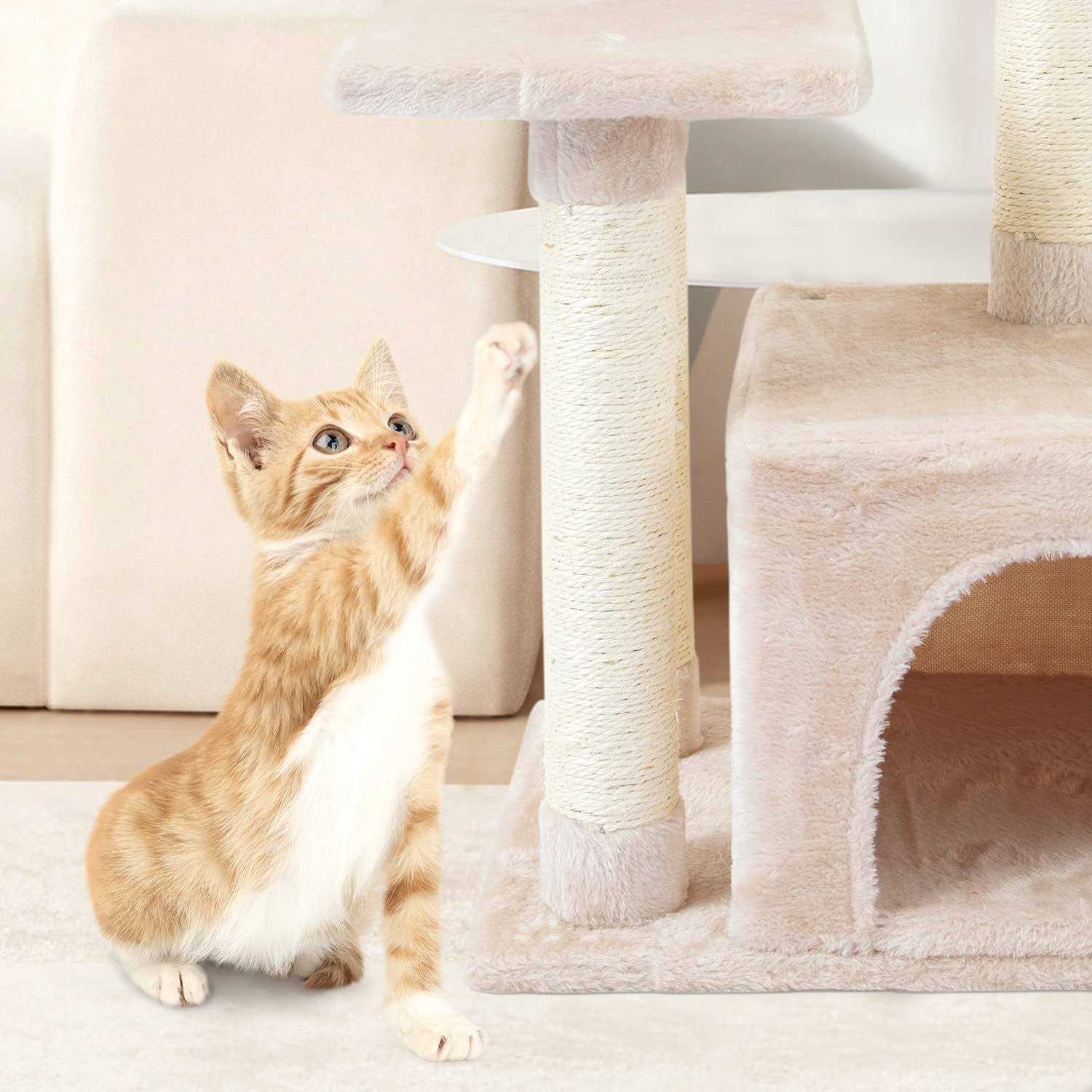 FISH&NAP Cute Cat Tree Kitten Cat Tower for Indoor Cat Condo Sisal Scratching Posts with Jump Platform Cat Furniture Activity Center Play House