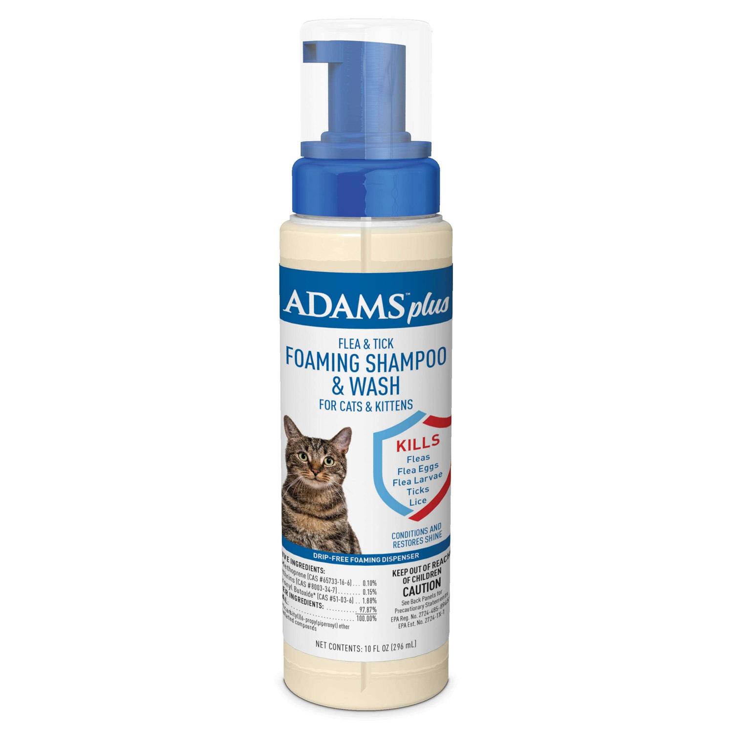 Adams Plus Flea & Tick Foaming Shampoo & Wash for Cats & Kittens