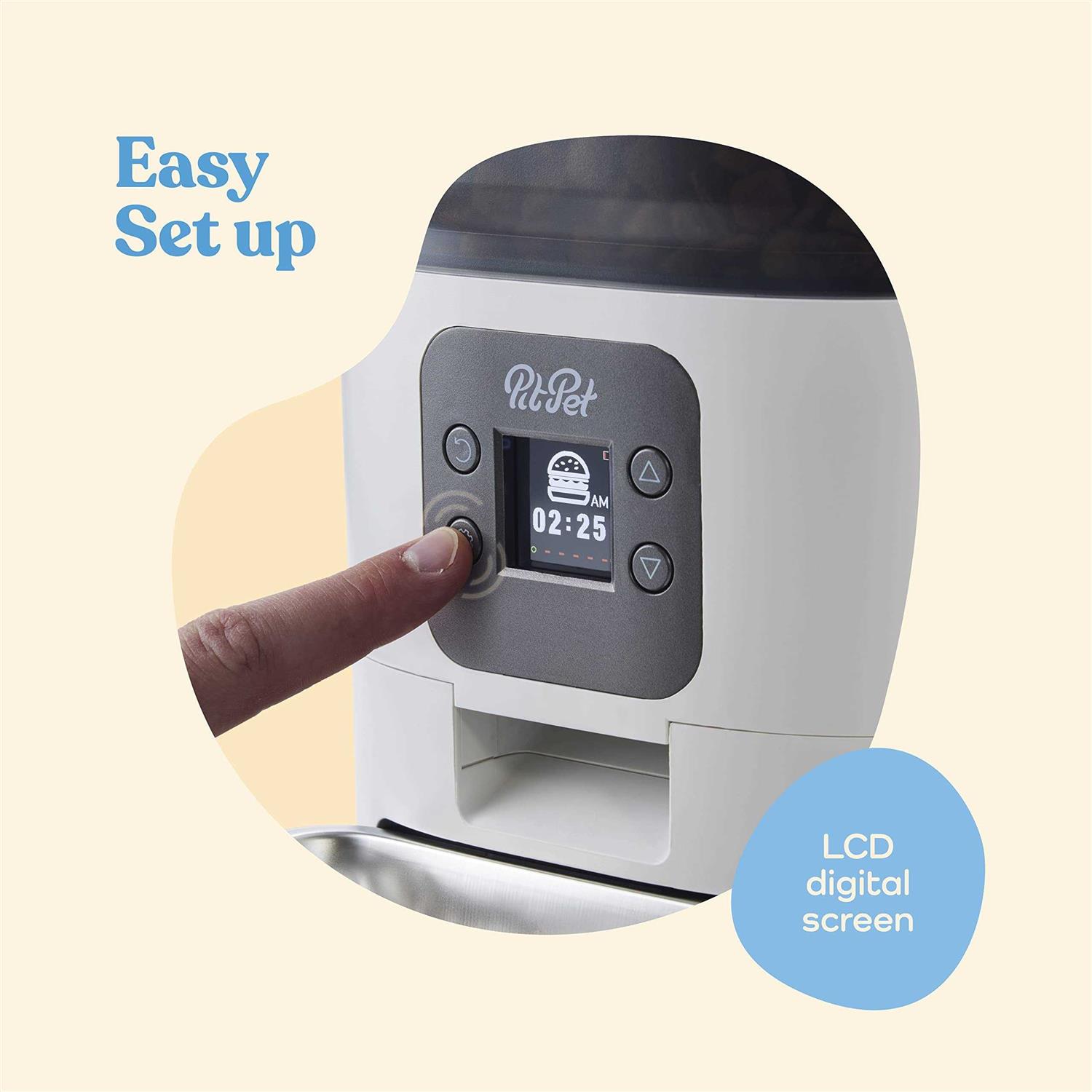 Pitpet Smart Automatic Cat Feeder 6-L Reliable Automatic Cat Food Dispenser with Display LCD Screen for Easy Set Up -Portion Control Automatic Dog