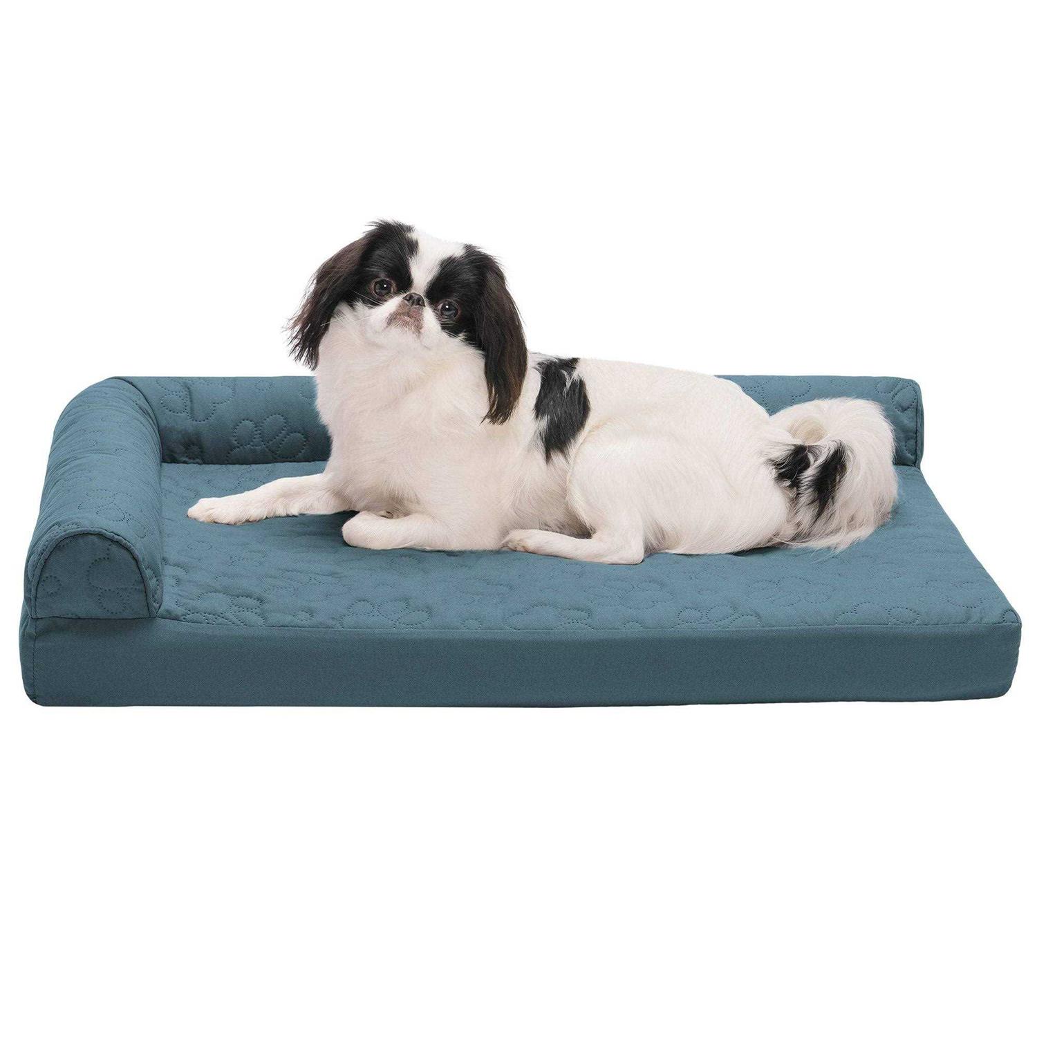FurHaven Paw-Quilted Deluxe L-Chaise Dog Bed