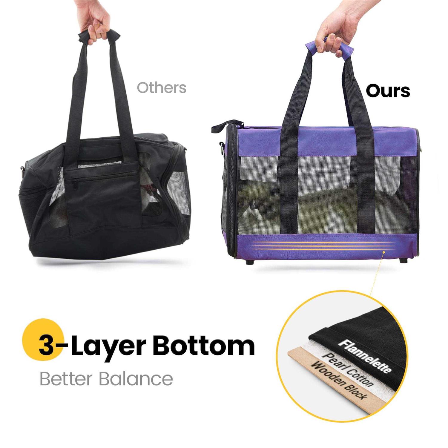 Conlun Cat Carrier Airline Approved Soft-Sided Dog Carrier with Inner Safety Leash