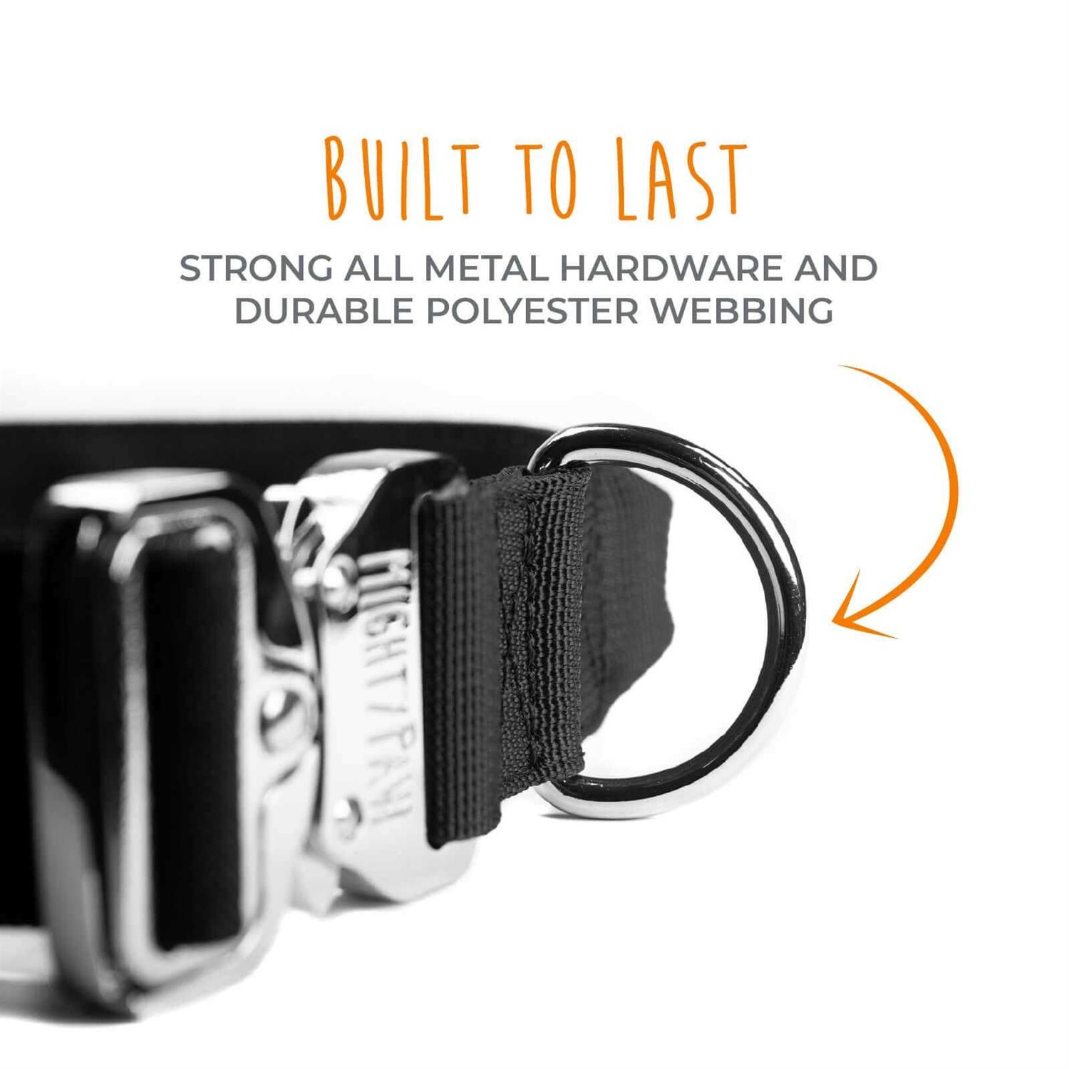 Mighty Paw Dog Collar Heavy Duty with Tactical Metal Buckle