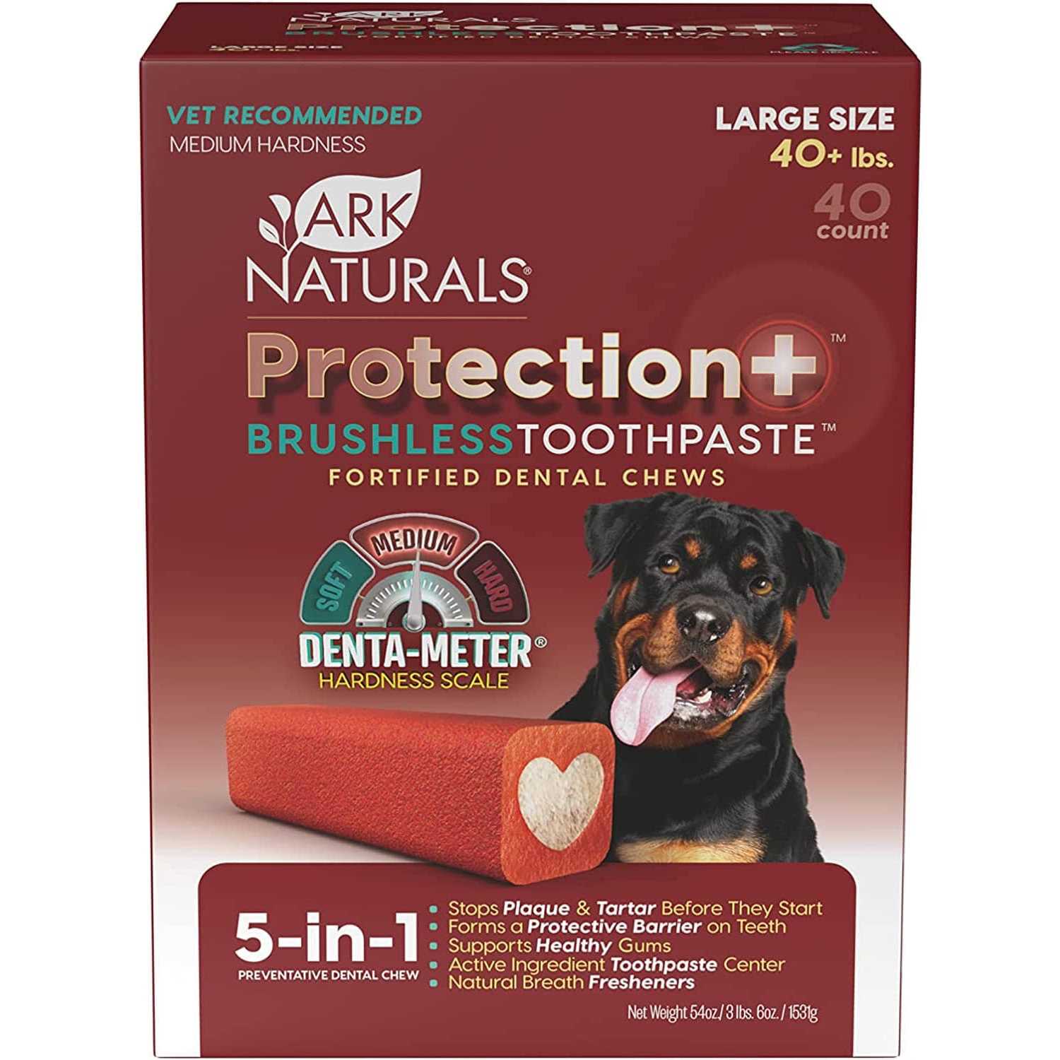 Ark Naturals Protection+ Brushless Toothpaste Fortified Dental Dog Chews