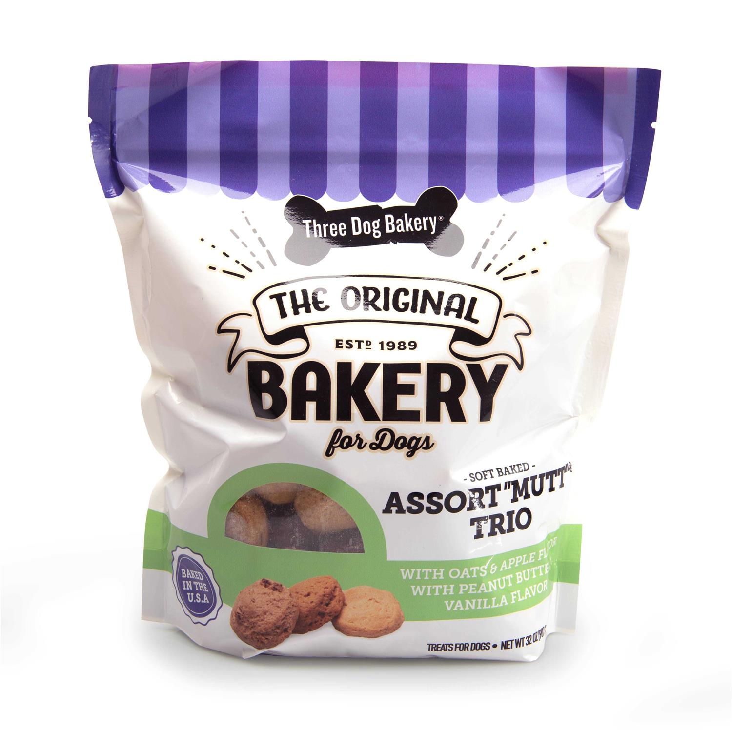 Three Dog Bakery Soft Assort Mutt Trio Baked Dog Treats