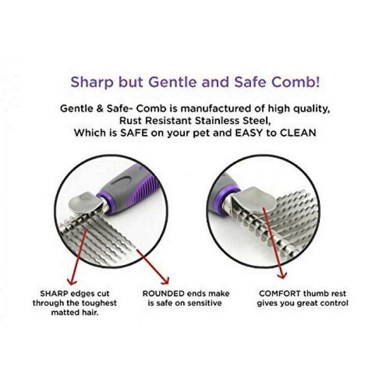 Hertzko Pet Dematting Comb for Dogs Cats Undercoat Rake Grooming Brush with Safety Edges
