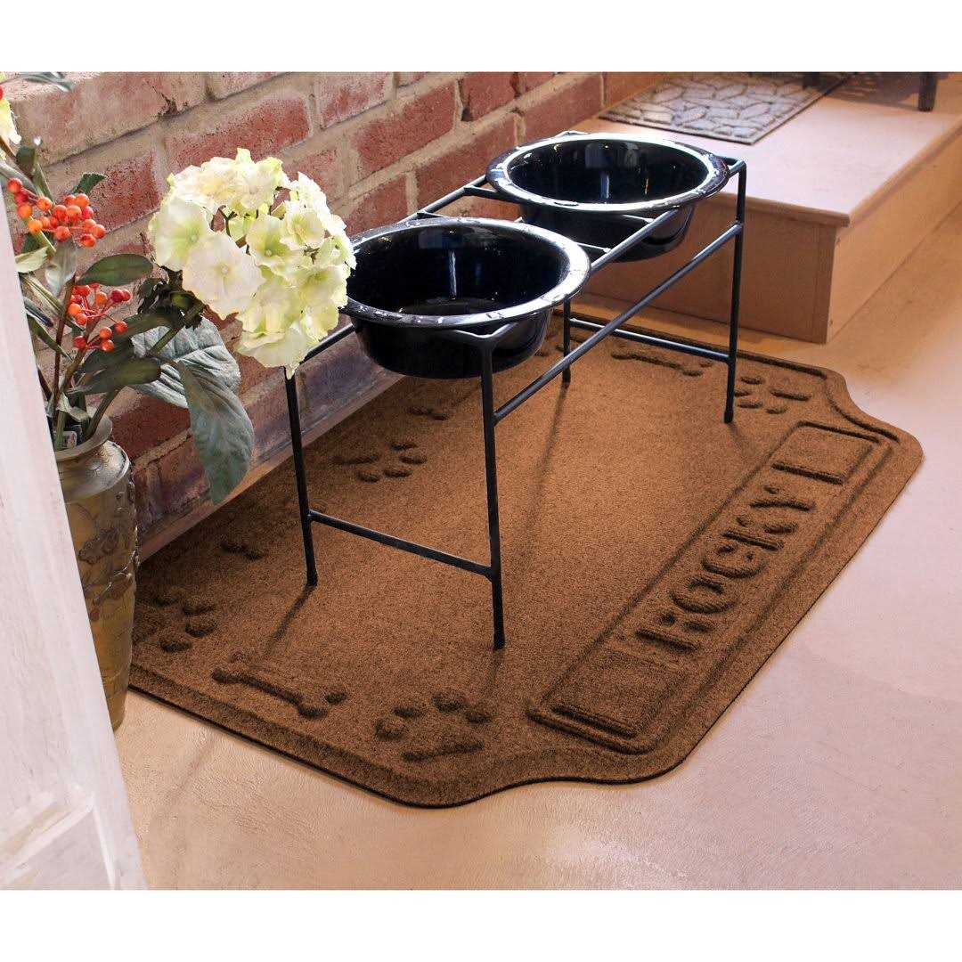 Bungalow Flooring Personalized Waterhog Drool Hog Dog Bone Dog Dinner Mat