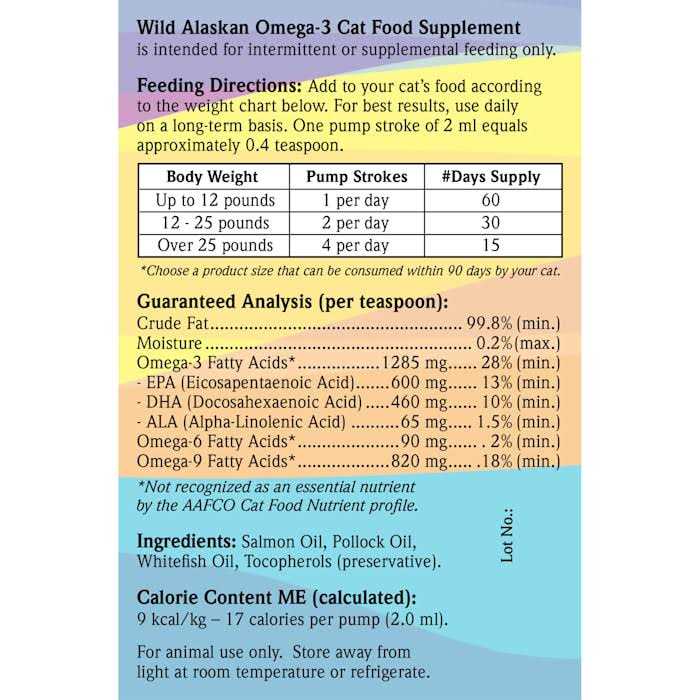 Wild Alaskan Salmon Oil Based Omega 3 Cat Food Supplement
