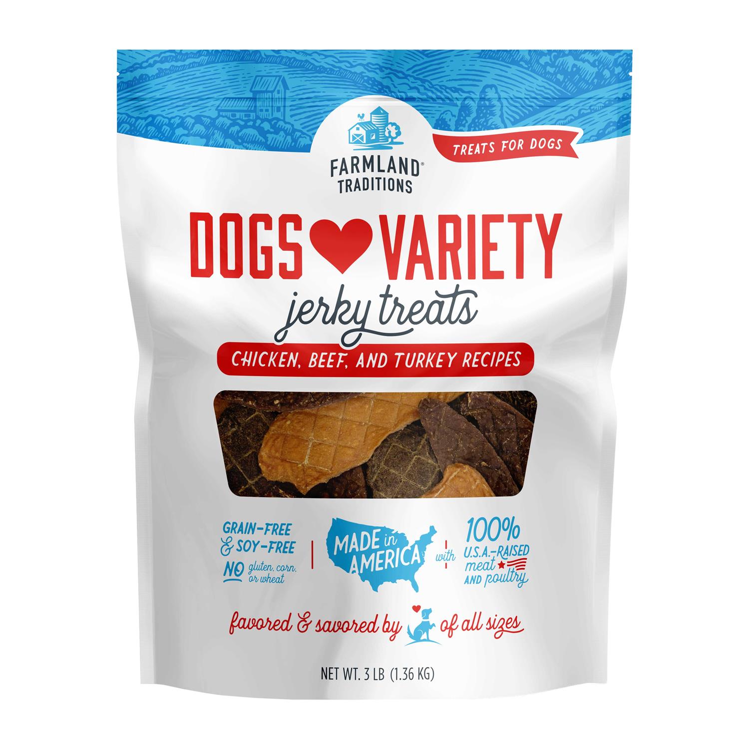 Farmland Traditions Dogs Love Variety Jerky Treats