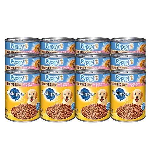Pedigree Chopped Ground Dinner with Chicken & Beef Puppy Canned Wet Dog Food, 13.2-oz, case of 12