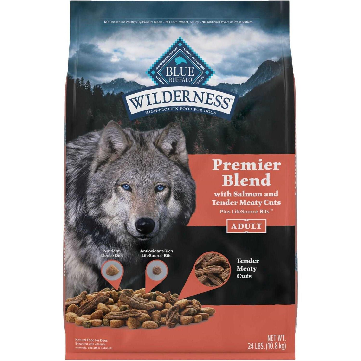 Blue Buffalo Wilderness Premier Blend Adult Natural Meaty Cuts Salmon Dry Dog Food