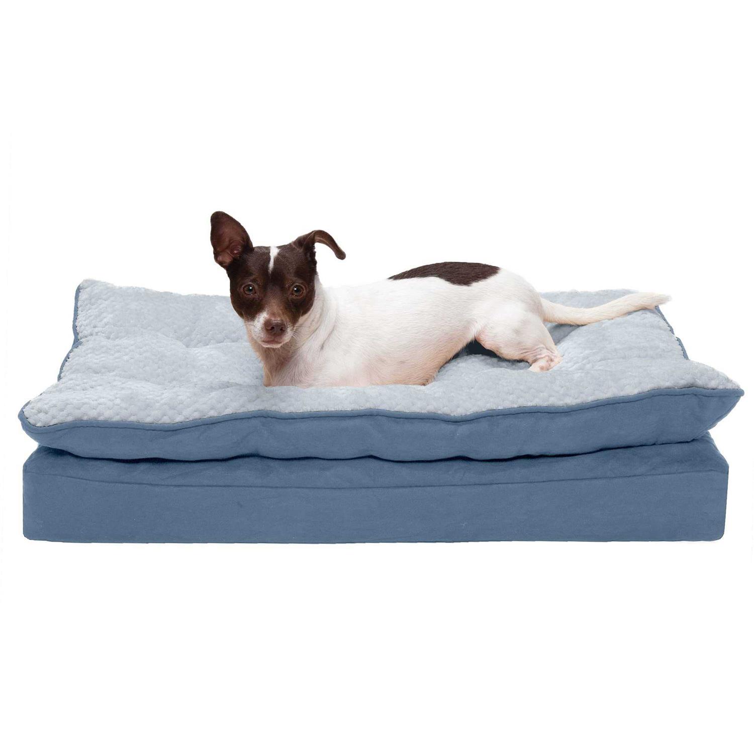 FurHaven Mink Fur & Suede Pillow-Top Orthopedic Dog Bed