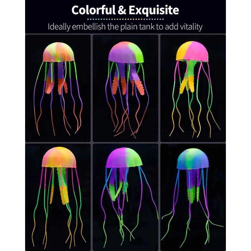 Uniclife 6 Pcs Glowing Jellyfish Ornament Decoration for Aquarium Fish Tank