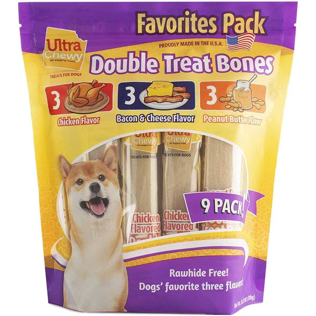 Ultra Chewy Double Treat Bones Dog Treats Made in The USA