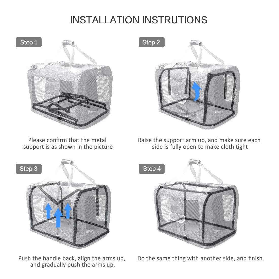 Petseek Extra Large Cat Carrier Soft Sided Folding Small Medium Dog Pet Carrier 24×16.5×16 Travel Collapsible Ventilated Comfortable Design