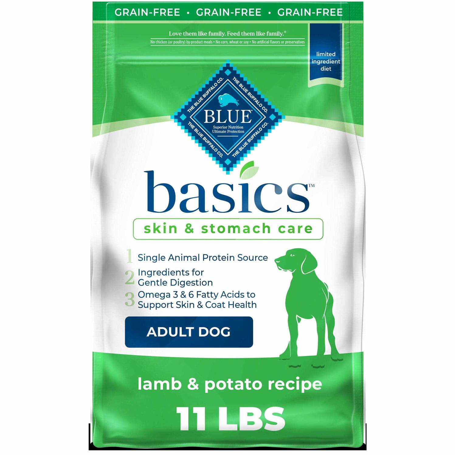 Blue Buffalo Basics Adult Skin & Stomach Care Grain-Free Lamb & Potato Recipe Dry Dog Food