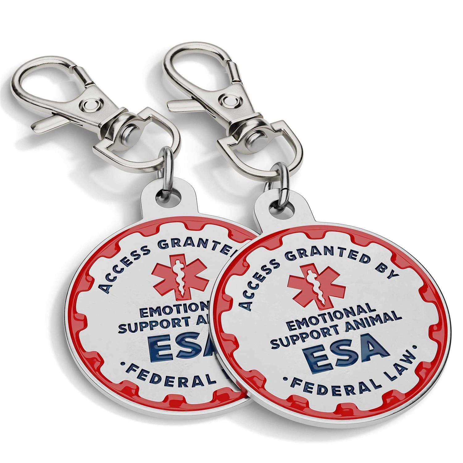 Industrial Puppy Emotional Support Dog Tag, 2 Pack Metal Pet ID Tags for Emotional Support Dogs, ESA, and Therapy Dogs