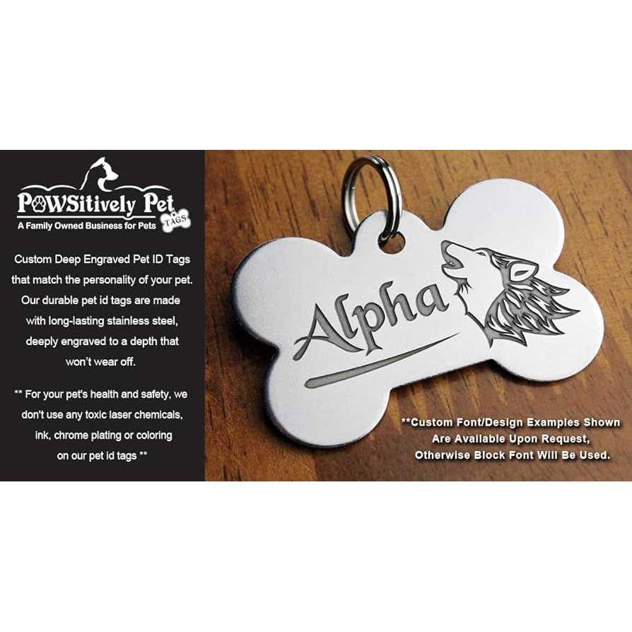 Pawsitively Pet Tags Stainless Steel Custom Deep Engraved Pet ID Tags Personalized Front and Back Dog Tags for Dogs and Cats