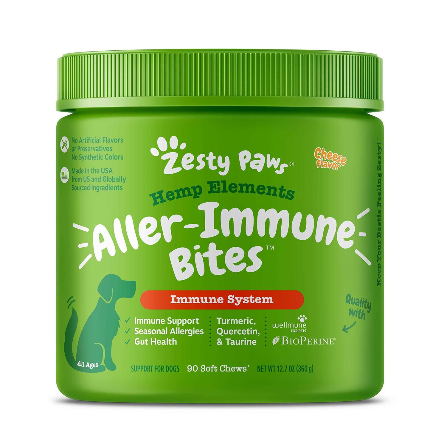Zesty Paws Hemp Cheese Elements Allergy & Immune Bites for Dogs