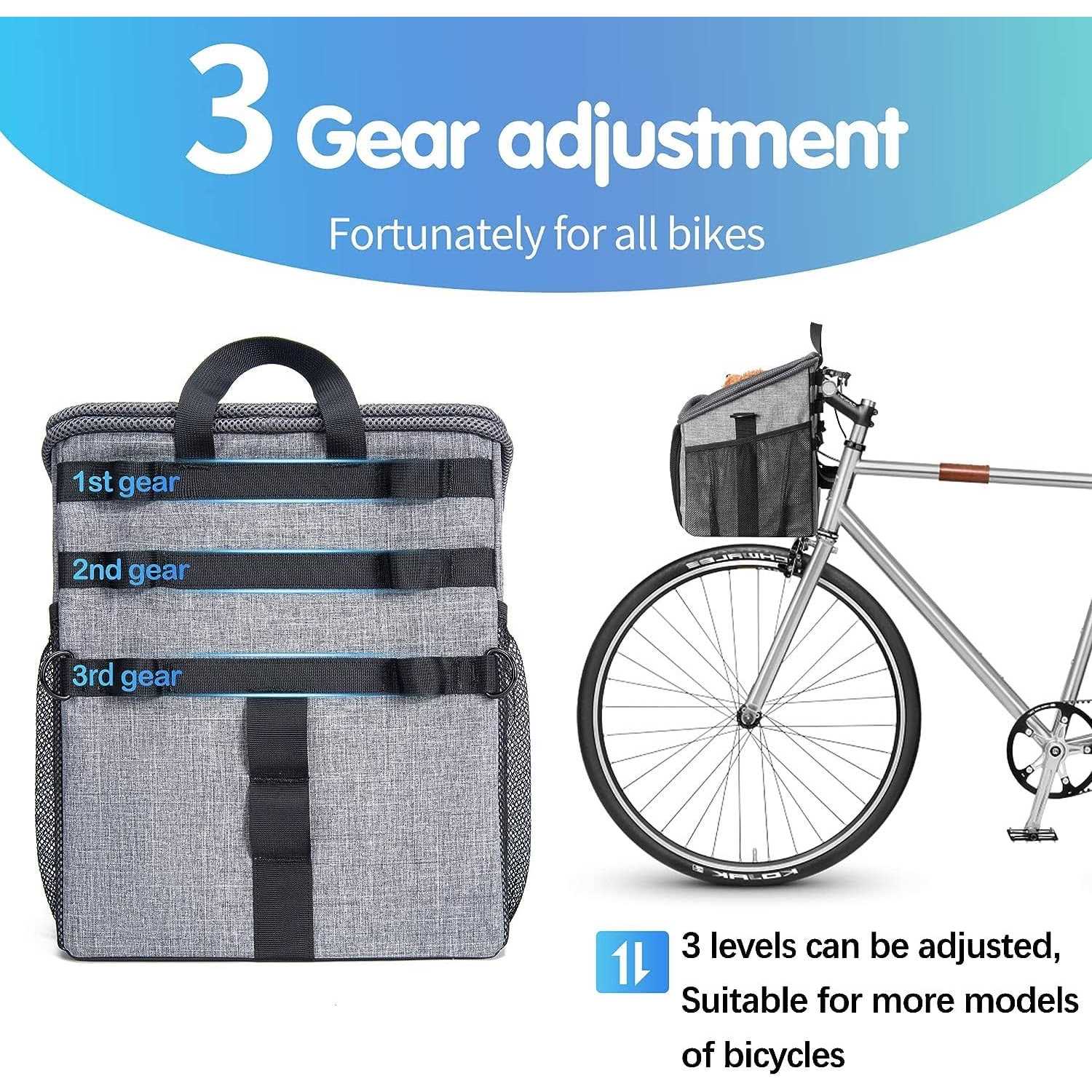 Wakytu Dog Bike Basket Carrier Pet Bicycle Front Carrier Backpack for Bike Riding Foldable Removable