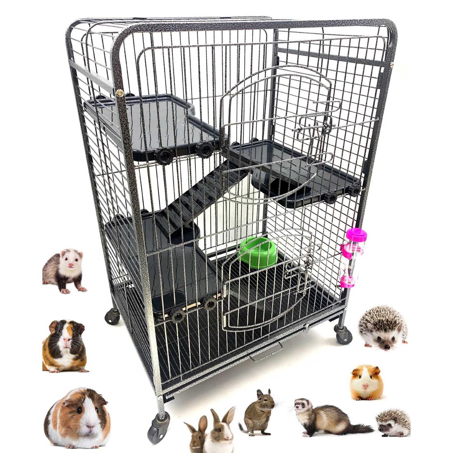 Mcage 37 inch Large 4-Solid Tiers Metal Guinea Pig Cage with PAW Safe Solid Platforms and Ladders For Ferret