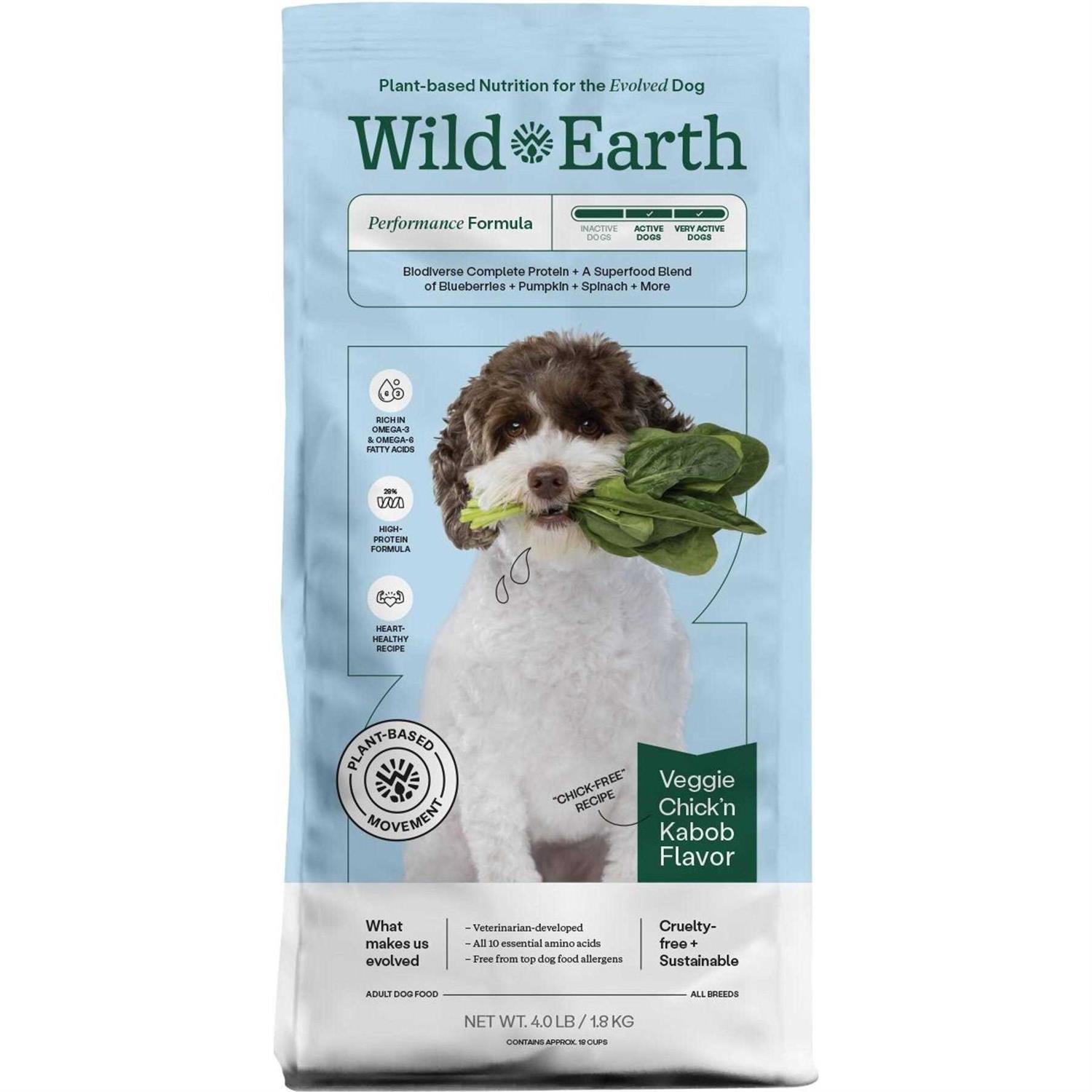 Wild Earth Veggie Chick’n Kabob Flavor Performance Formula Dry Dog Food