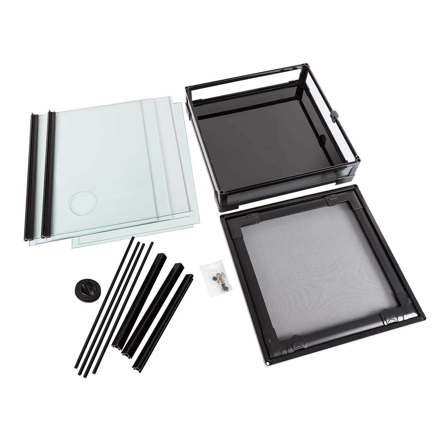 REPTI ZOO Reptile Glass Terrarium 18 x 18 x 24 Front Opening Terrarium with Double Hinge Door & Top Screen Ventilation