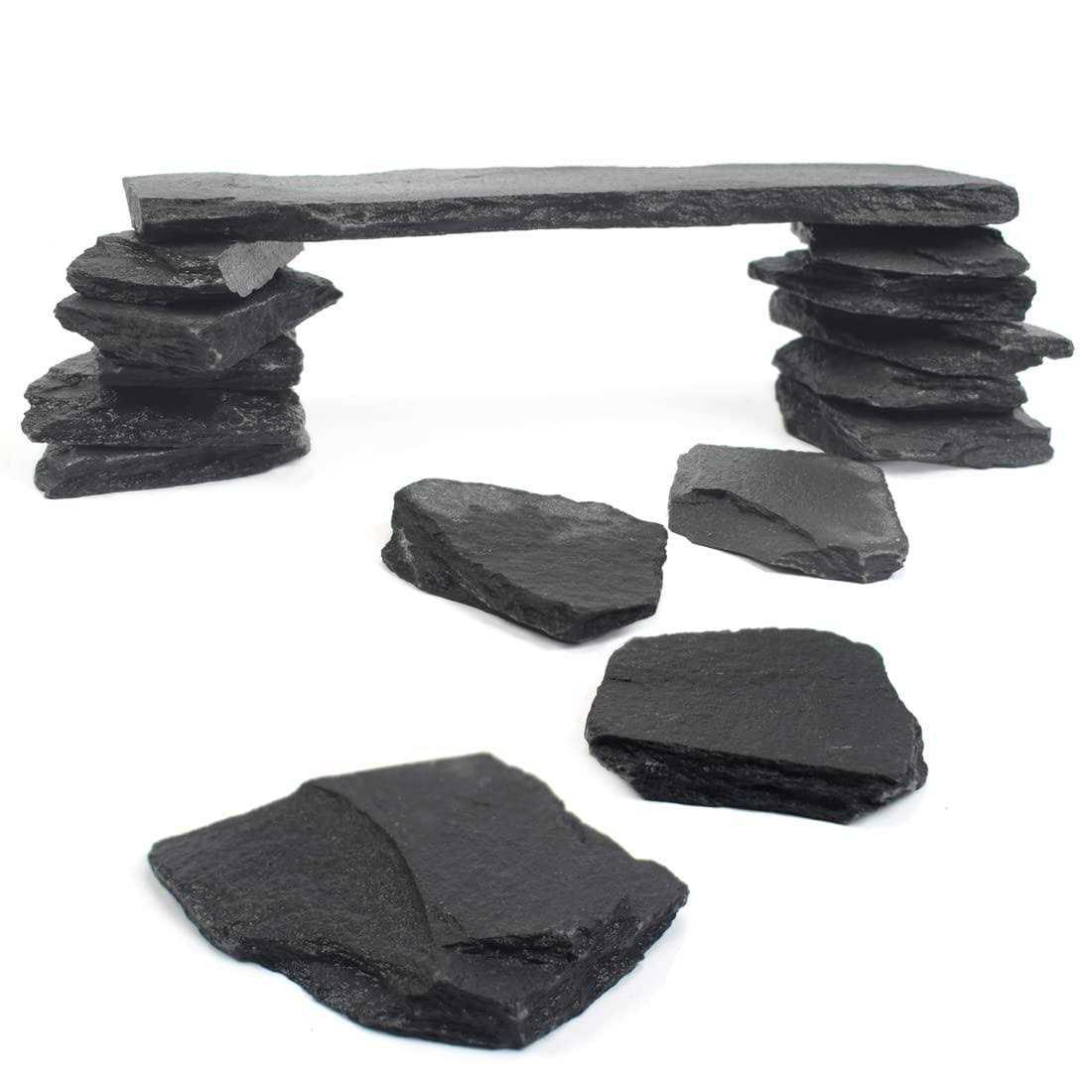 Blue Handcart Natural Slate Stone Rocks, Mix of Stones 2 to 3 inches and 1 Piece About 8 inches