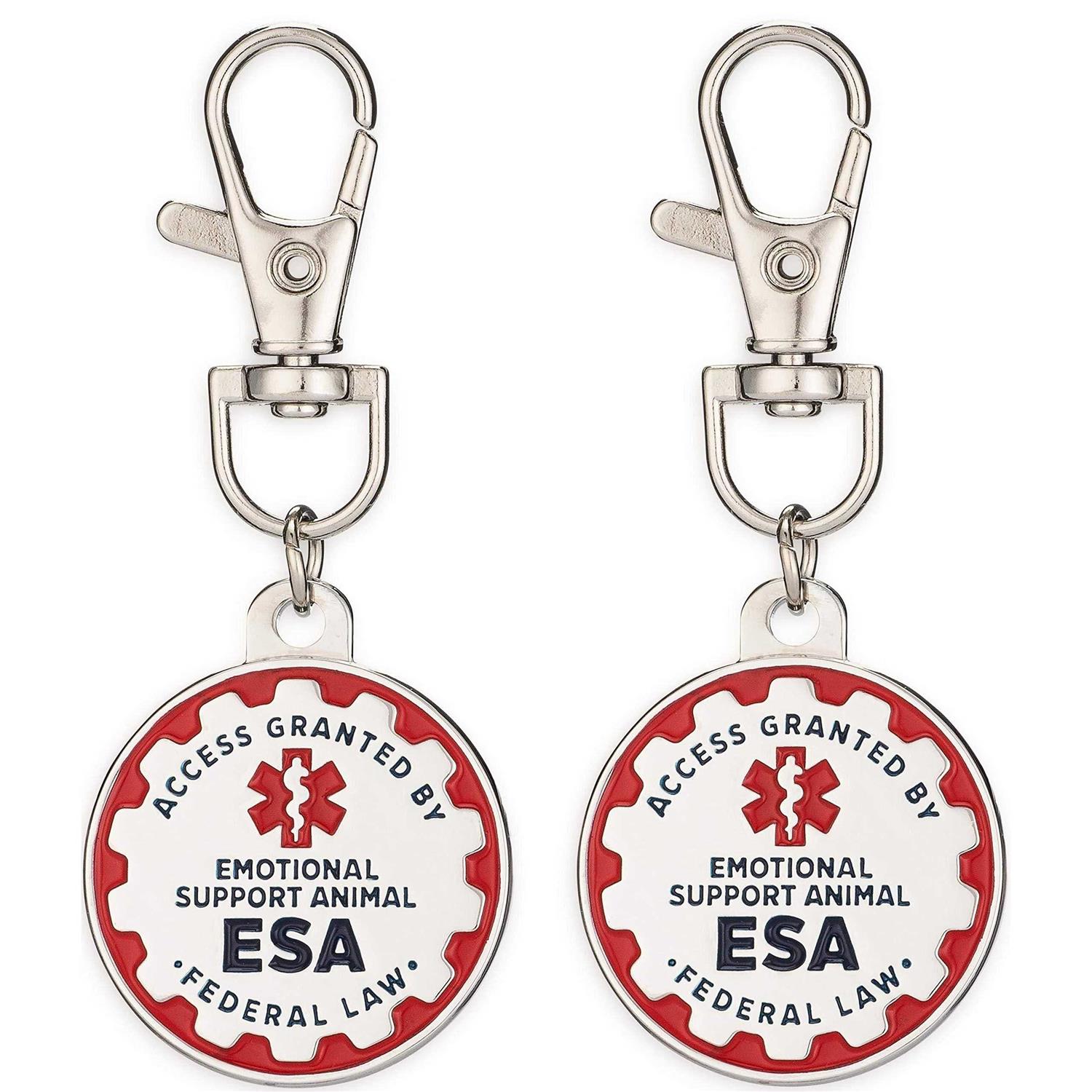 Industrial Puppy Emotional Support Dog Tag, 2 Pack Metal Pet ID Tags for Emotional Support Dogs, ESA, and Therapy Dogs
