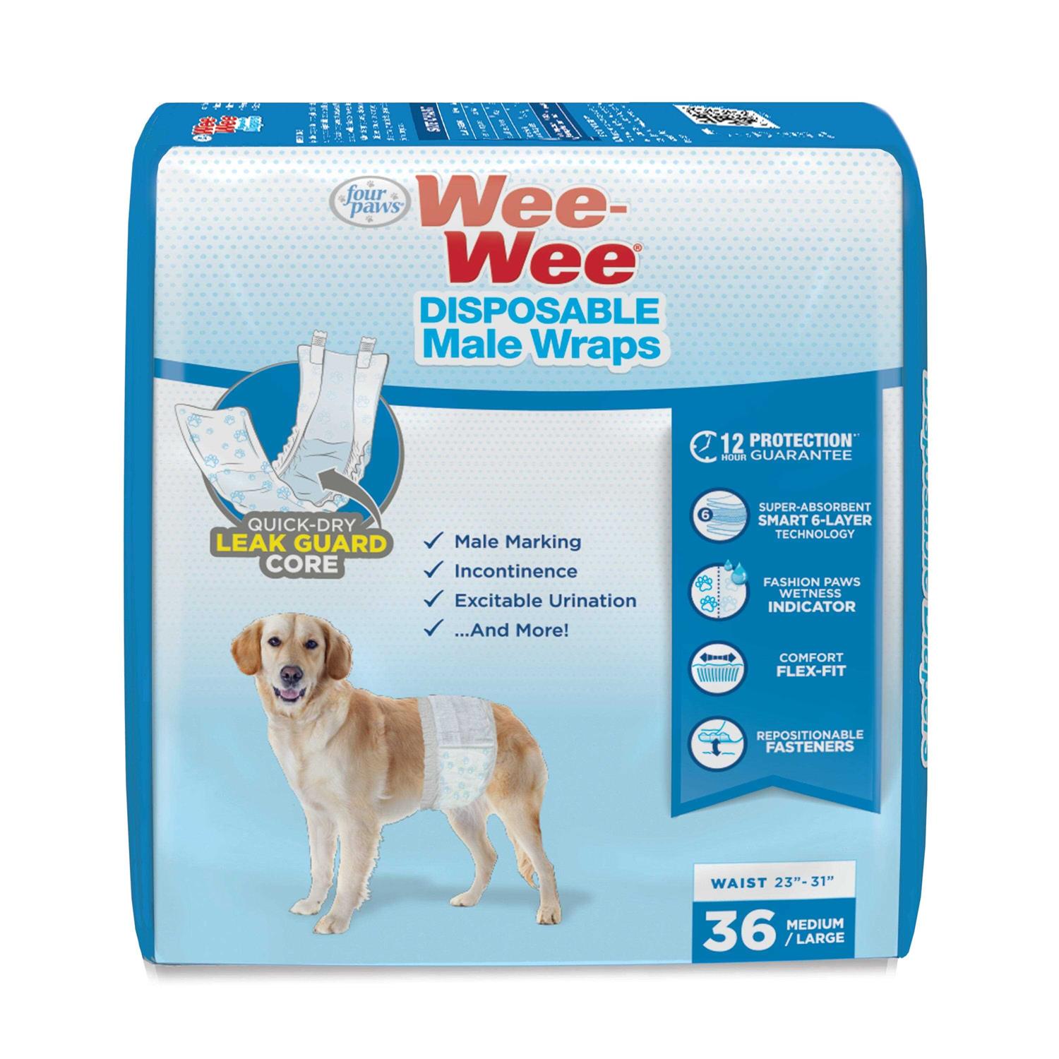 Four Paws Wee Wee Disposable Male Dog Wraps
