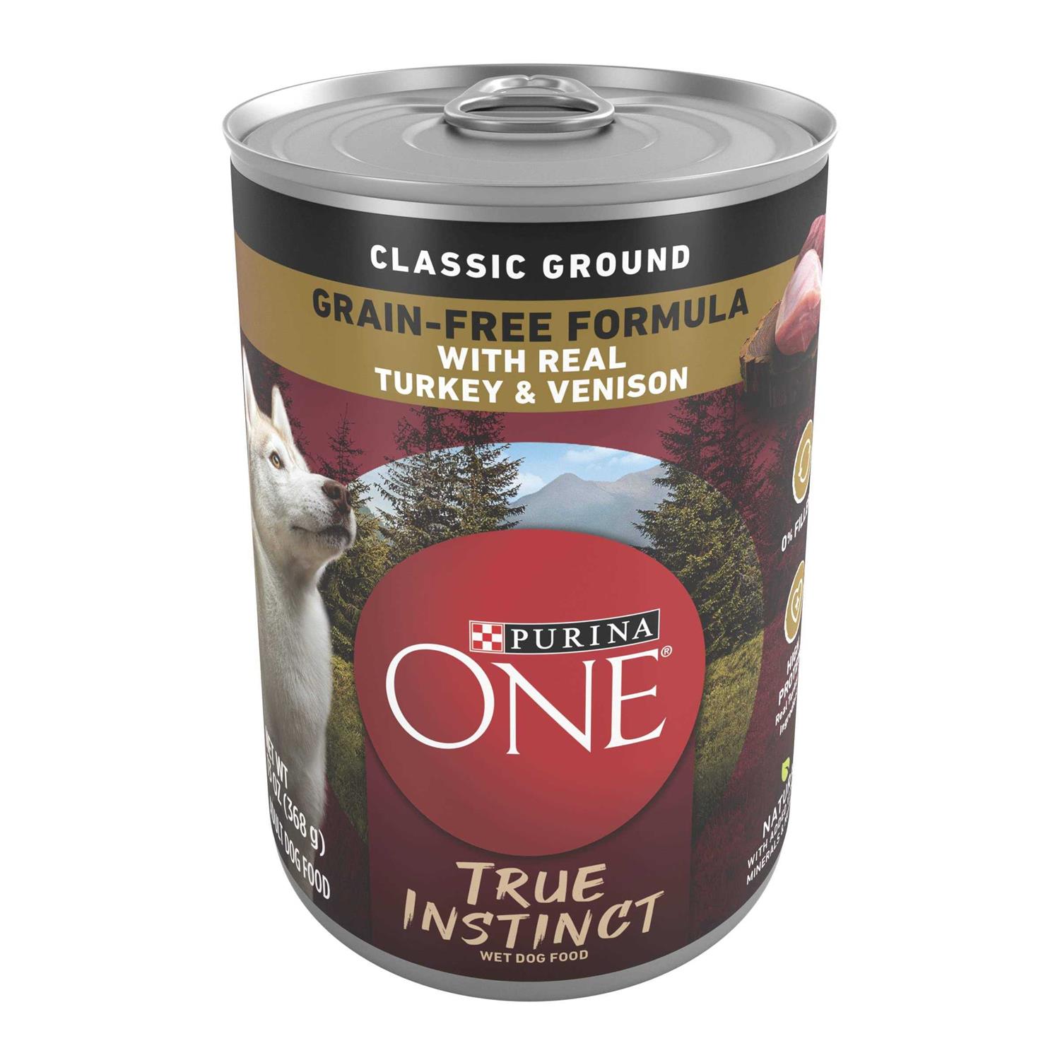 Purina ONE True Instinct Classic Ground Grain Free Wet Dog Food Turkey and Venison