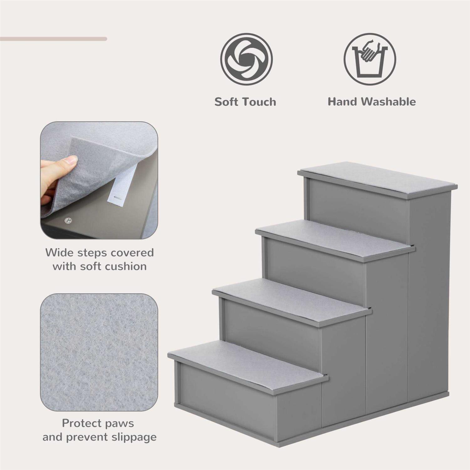 PawHut Pet Stairs, Small Pet Steps with Cushioned Removable Covering for Dogs and Cats Up to 22 Lbs