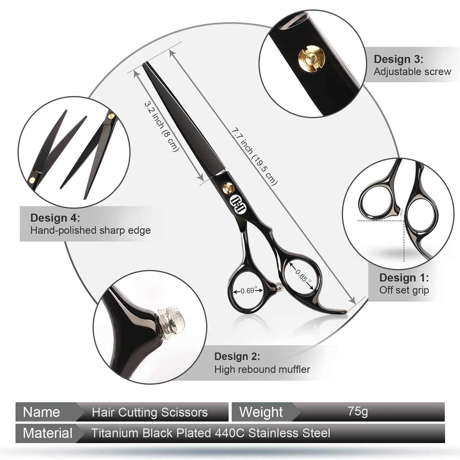 CIICII Dog Grooming Scissors Kit 7 Inch Professional Pet Grooming Scissors Set with Curved Scissors