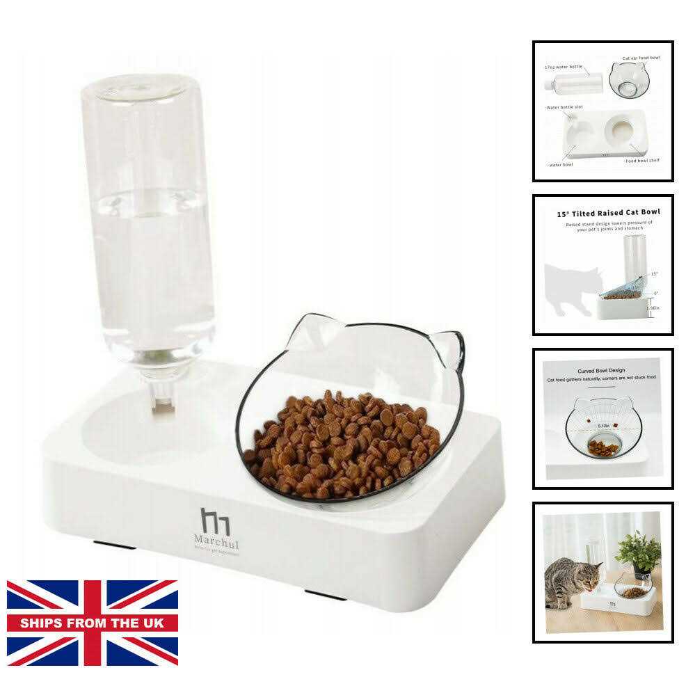 Marchul Tilted Cat Bowl Set for Food and Water