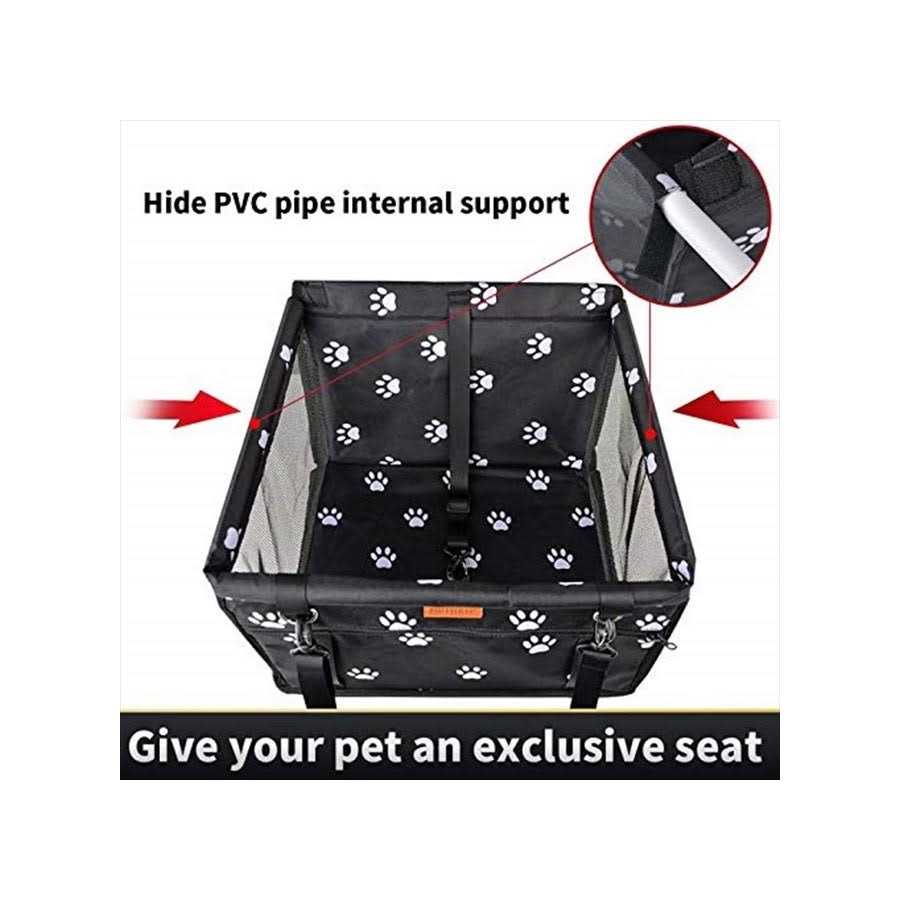 SWIHELP Dog Car Seat Puppy Portable Pet Booster Car Seat with Clip-On Safety Leash and PVC Support Pipe