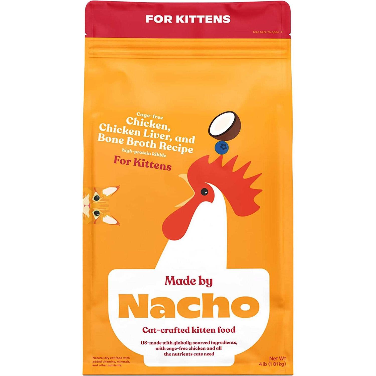 Made by Nacho Cage-Free Chicken Chicken Liver & Bone Broth Recipe Kittens Dry Cat Food