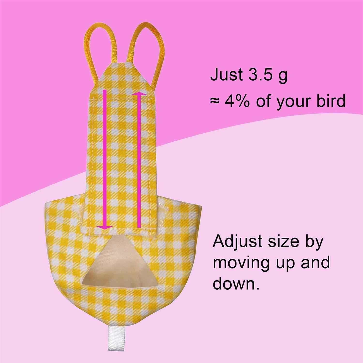 VANTRONIK Vanfavori Bird Diaper Harness Flight Suit Clothes with 80 Inch Flying Leash for Parrots Cockatiel Pet Birds Lemon