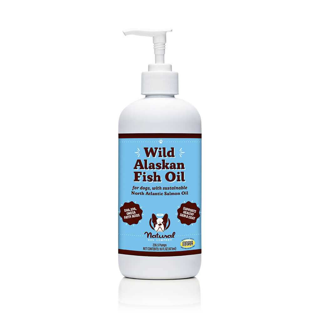 Natural Dog Company Wild Alaskan Fish Oil for Dogs Sustainable Blend of Wild Salmon & Pollock Oil