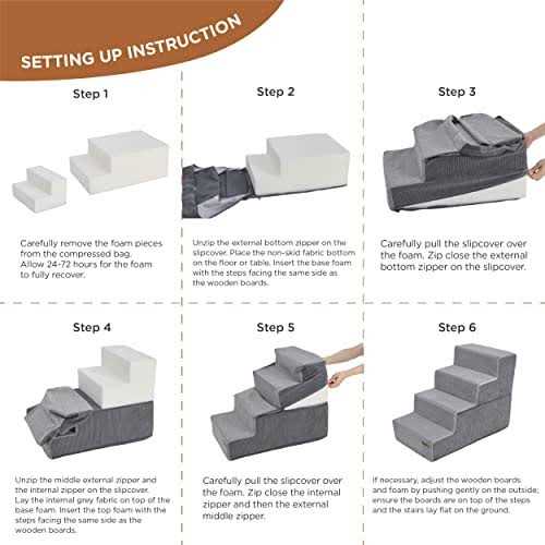 LE SURE Lesure Dog Stairs for Small Dogs Pet Stairs Beds and Couch, Folding Pet Steps with CertiPUR-US Certified Foam for Cat and Doggy
