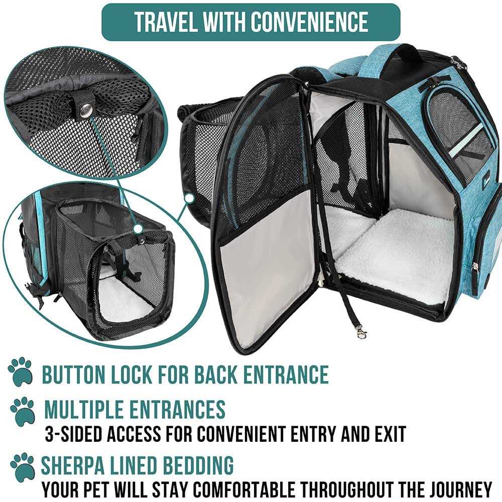PetAmi Dog Cat Backpack Carrier Expandable Pet Carrier Backpack for Travel Hiking