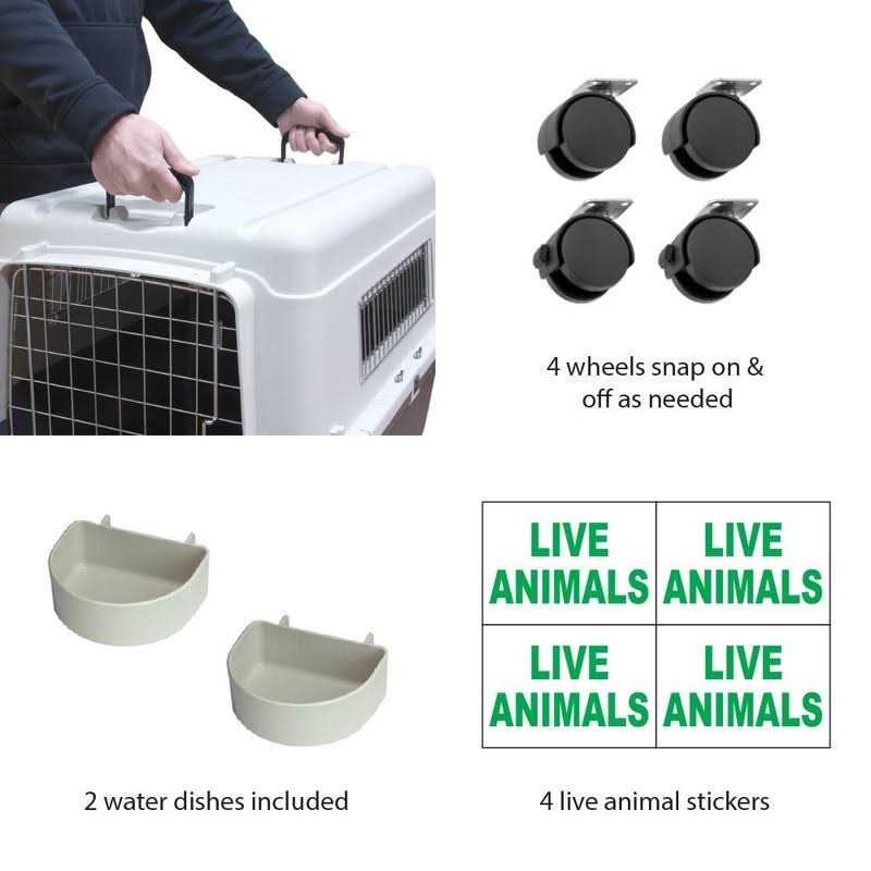 Sportpet Designs Plastic Kennels Rolling Plastic Wire Door Travel Dog Crate