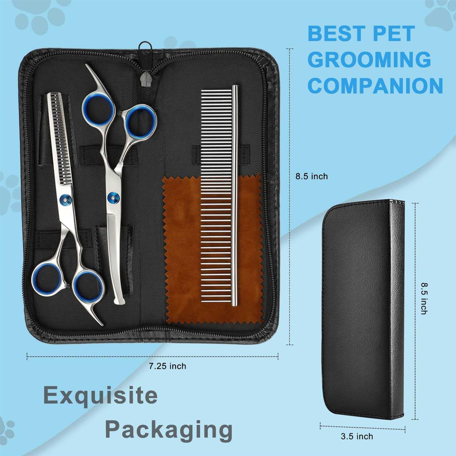 Gimars Professional 6 in 1 Dog Grooming Scissors 4CR Stainless Steel with Safety Round Tip