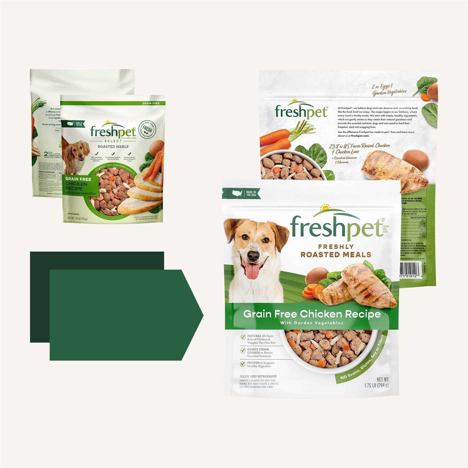 Freshpet Grain Free Chicken Recipe with Garden Vegetables Freshly Roasted Meals Dog Food